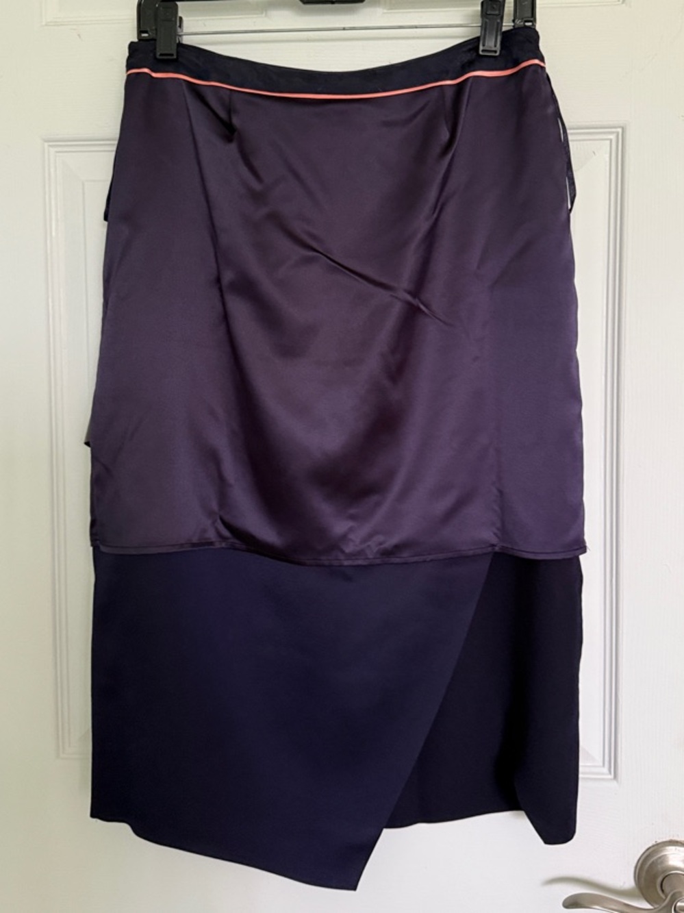 Ted Baker London Daffnie Navy & Black Asymmetrical Wrap Pencil Midi Skirt size 3 - Picture 8 of 11